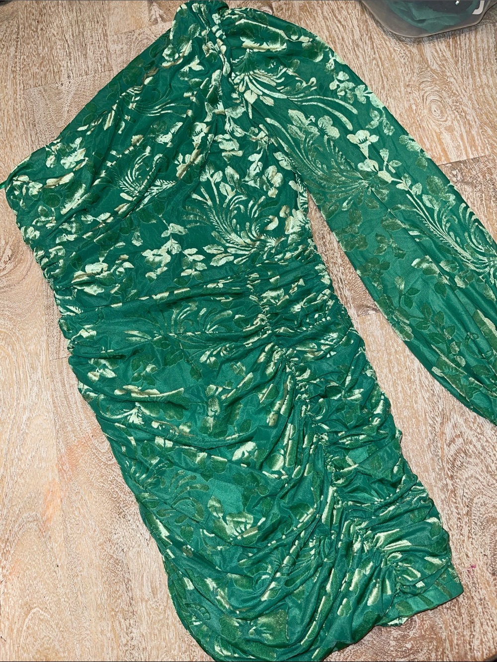 RNWY Runaway Dress Womens Green Floral Velvet medium